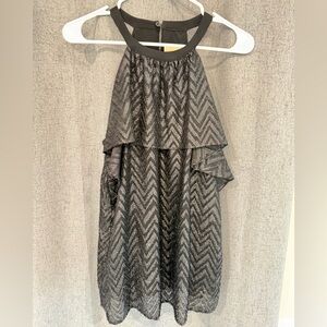 Michael Kors Black Glitter Chevron Halter tank top sz M